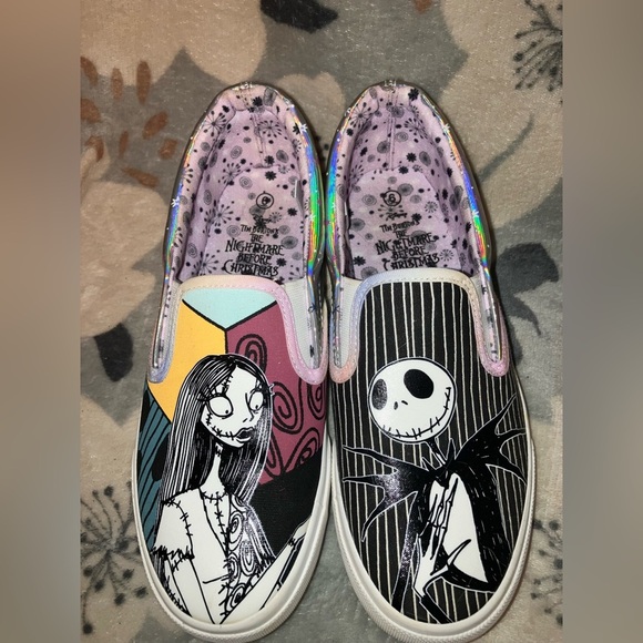 Nightmare Before Christmas Jack & Sally Slip-on Sneakers Women’s 6/7 - Picture 2 of 6